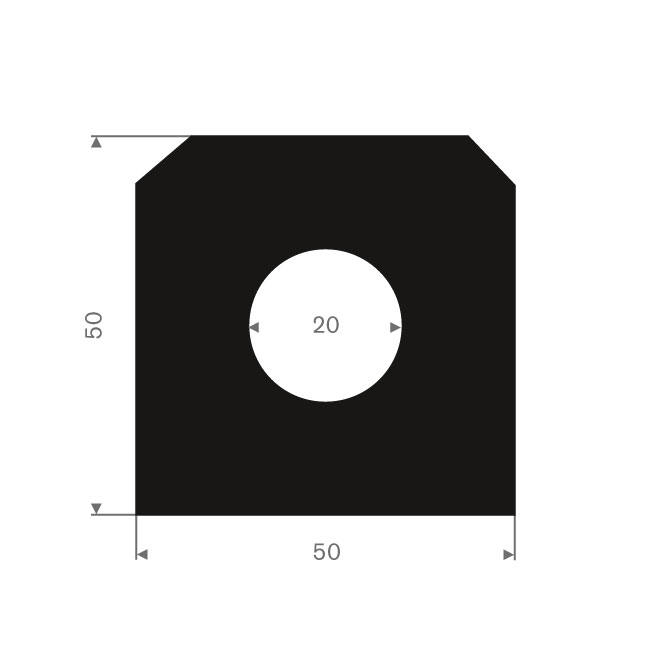 Butoir caoutchouc compact LxH=50x50mm (L=10m)