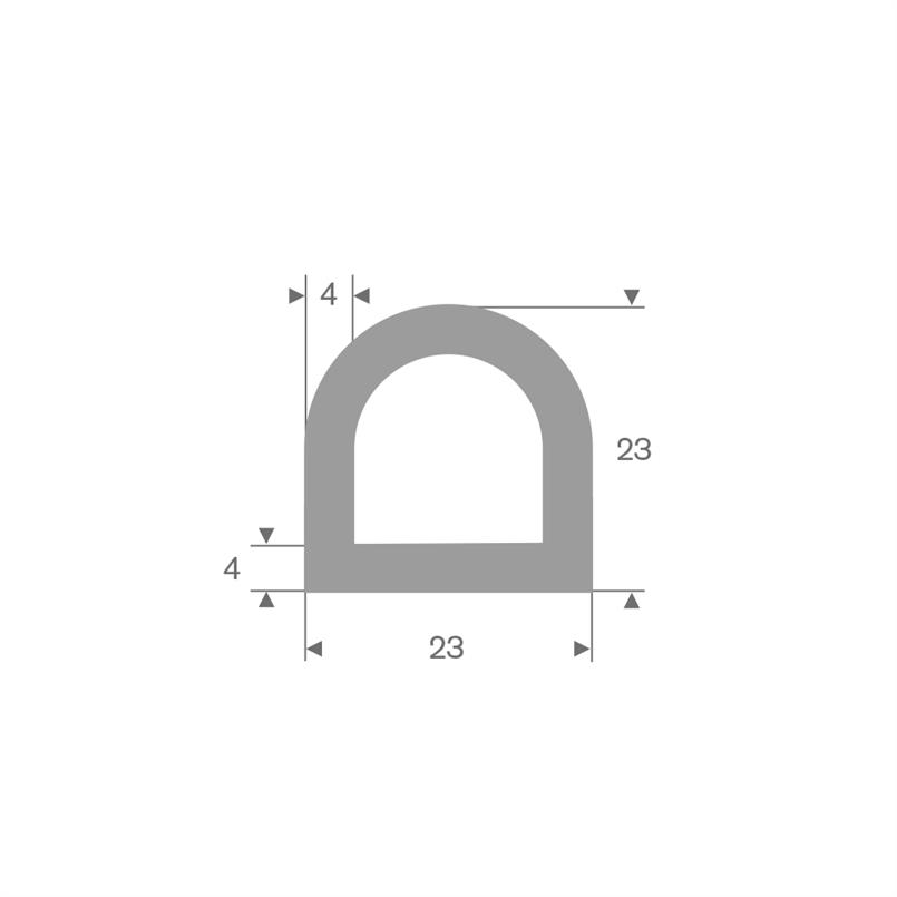 Butoir de pare-chocs en caoutchouc gris LxH=23x23mm (L=25m)