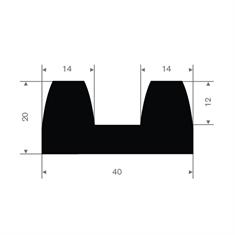 Butoir de pare-chocs en caoutchouc noir LxH=40x20mm (L=25m)