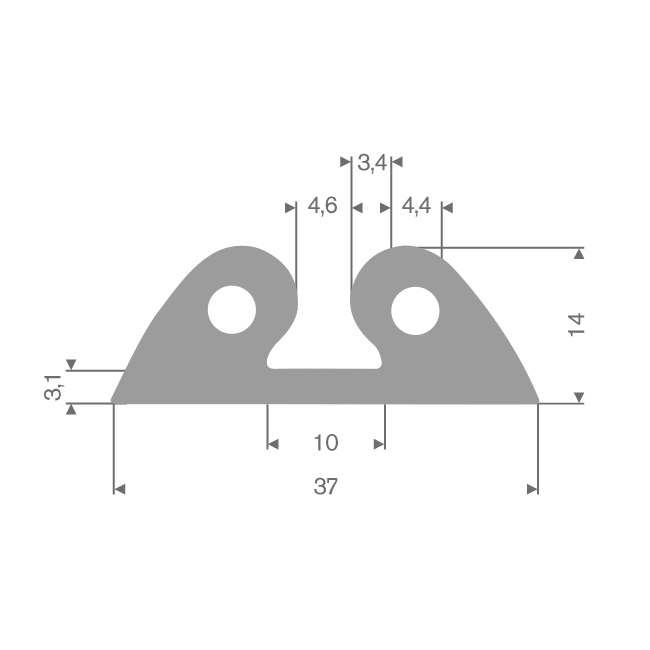 Défense de quai gris LxH=37x14mm (L=25m)