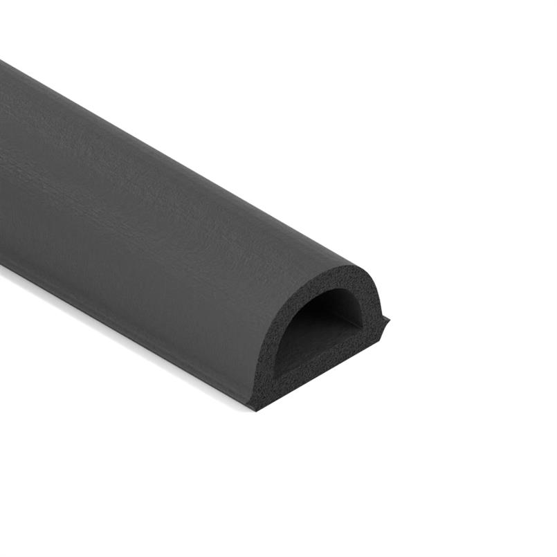 Joint caoutchouc adhésif noir Profilé D LxH=9x6mm