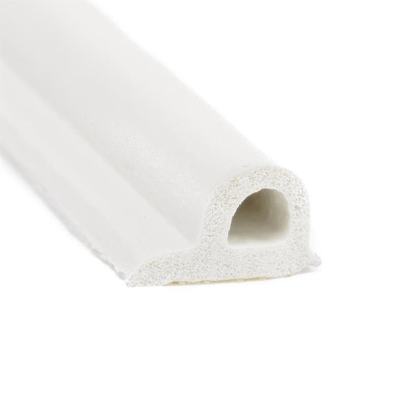 Joint caoutchouc adhesif Profilé P blanc LxH=9x5,5mm (Rouleau 100 mètres)  de profil en d auto-adhésif
