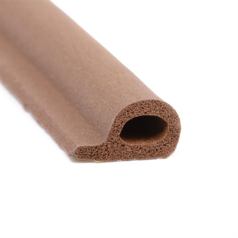 Joint caoutchouc adhesif Profilé P marron LxH=9x5,5mm (Rouleau 100 mètres)