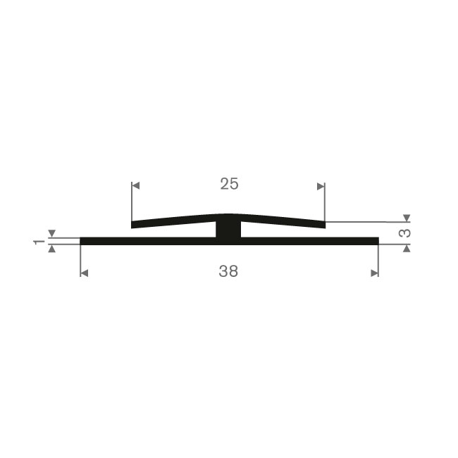 Joint de fenêtre 1mm caoutchouc compact LxH=38x3mm (L=100m)
