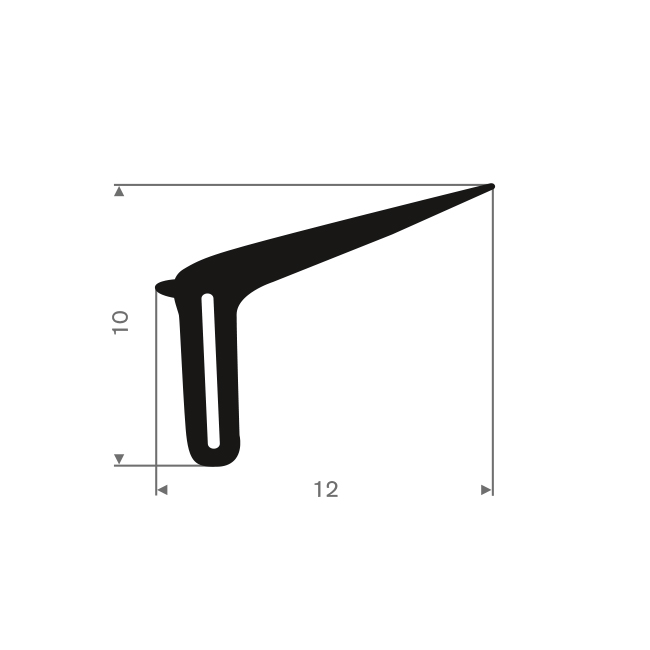 Joint de fenetre avec metal+Profilé LxLxH=1830x12x10mm