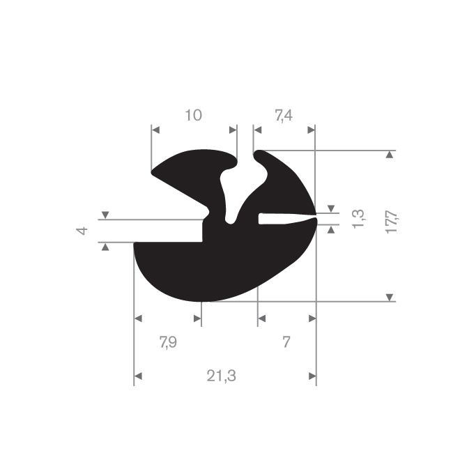 Joint de fenêtre caoutchouc compact LxH=21,3x17,7mm (L=25m)