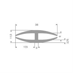 Joint de fenêtre gris 6mm caoutchouc compact LxH=38x11,5mm (L=40m)