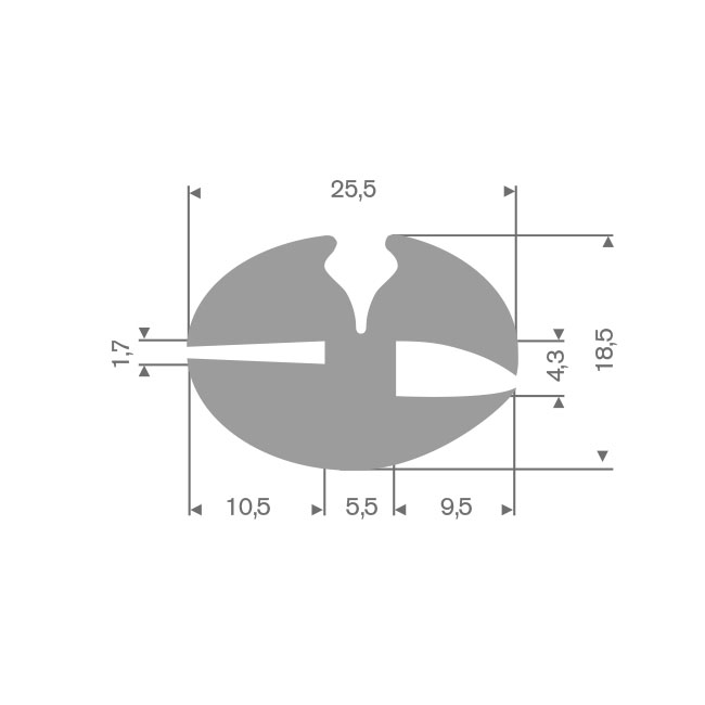 Joint de fenêtre gris caoutchouc compact 1,7/4,3mm (L=25m)