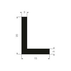 Profilé en L LxH=20x15mm caoutchouc compact