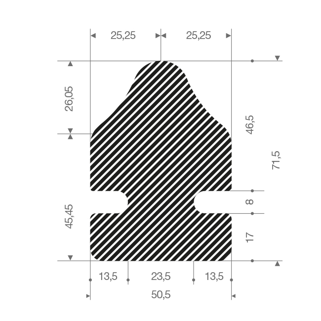 Profile en mousse LxH=50,5x71,5mm (L=15m)