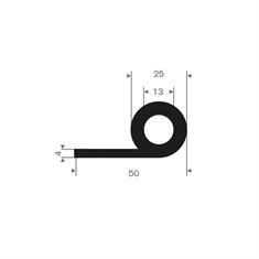 Profilé en P caoutchouc compact LxH=50x25mm (L=25m)