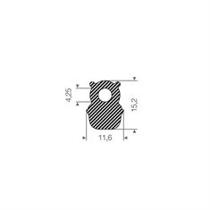 Profilé en silicone caoutchouc compact LxH=11,6x15,2mm (L=25m)