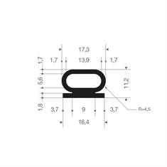 Profile en silicone rouge LxH=17,3x11,2mm (L=50m)