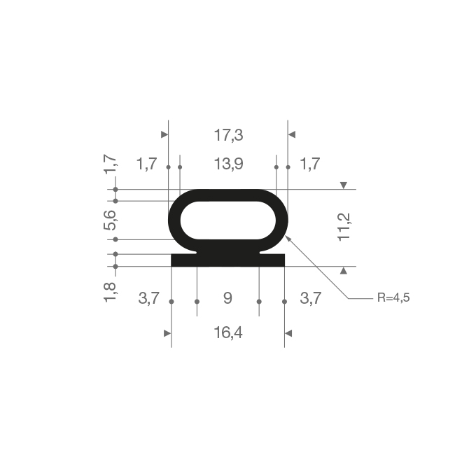 Profile en silicone rouge LxH=17,3x11,2mm (L=50m)