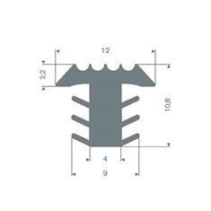 Profilé en T gris LxH=12 x10,8mm antidérapant pour escalier