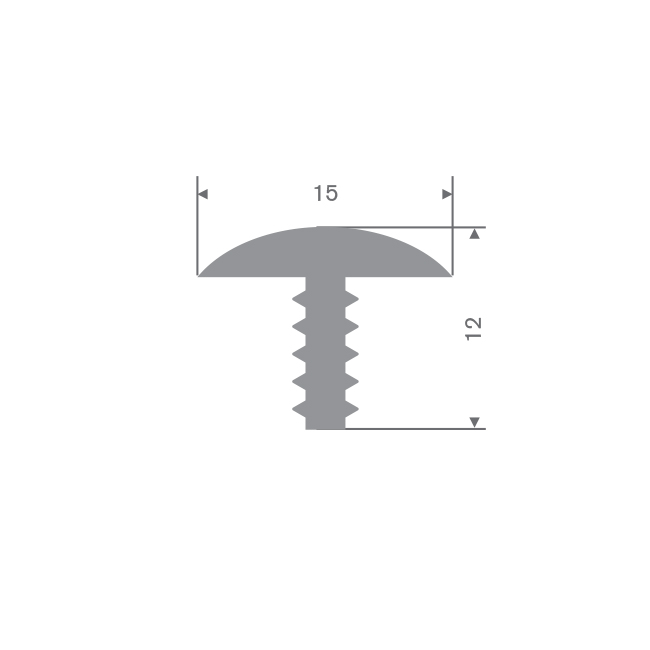 Profilé en T gris LxH=15x12mm caoutchouc compact