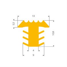 Profilé en T jaune LxH=12 x10,8mm antidérapant pour escalier (L=25m)