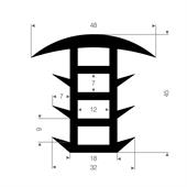 Profilé en T LxH=48x45mm caoutchouc compact (L=25m)