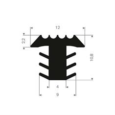 Profilé en T noir LxH=12 x10,8mm antidérapant pour escalier