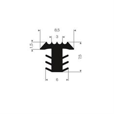 Profilé en T noir LxH=8,5 x7,5mm antidérapant pour escalier