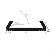 Profilé en U 42mm caoutchouc compact LxH=46x14,3mm (L=50m)