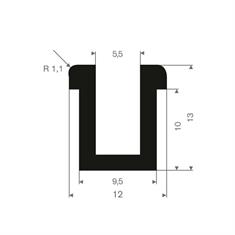 Profilé en U 5,5mm caoutchouc compact LxH=12x13mm (L=50m)