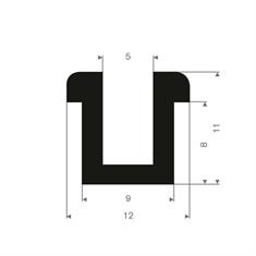 Profilé en U 5mm caoutchouc compact LxH=12x11mm (L=30m)