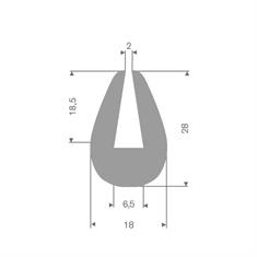 Profilé en U gris 6,5mm caoutchouc compact LxH=18x28mm (L=50m)