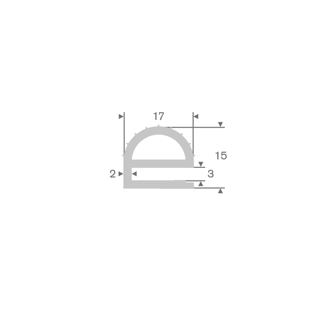 Profilé en U gris LxH=17x15mm caoutcouc compact (frigo) (L=30m)