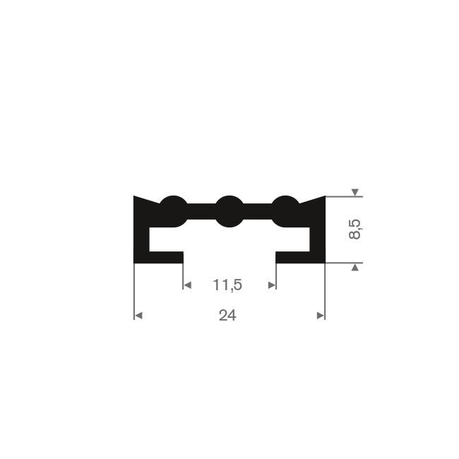 Profilé en U LxH=24x8,5mm caoutchouc compact (L=50m)