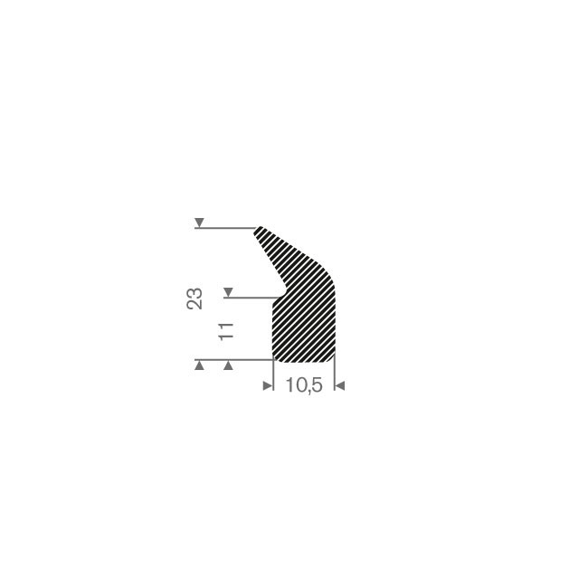 Profilé mousse caoutchouc LxH=13,5x23mm (L=50m)