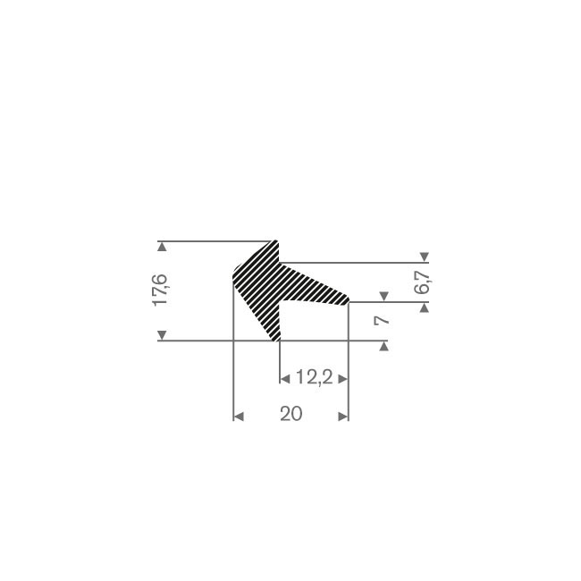 Profilé mousse caoutchouc LxH=20x17,6mm (L=50m)