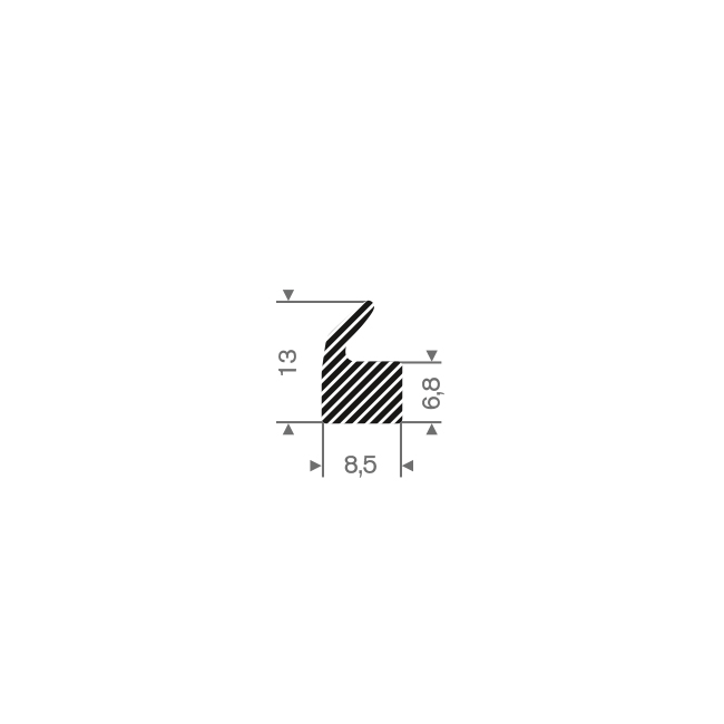 Profilé mousse caoutchouc LxH=20x17,6mm (L=50m)