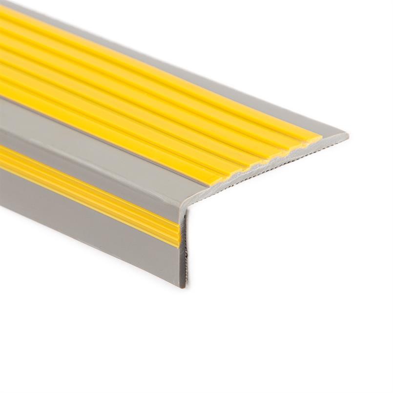 Profilé nez de marche gris/jaune LxLxH=1500x60x22mm