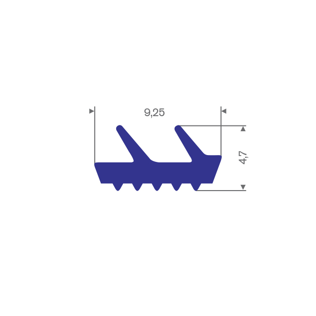 Profilé silicone bleu LxH=9,25x4,7mm (L=200m)
