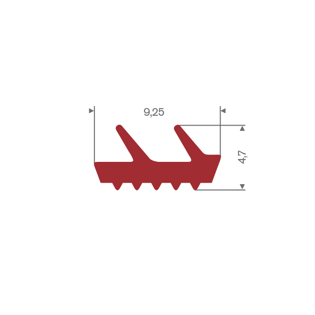 Profilé silicone rouge LxH=9,25x4,7mm (L=200m)