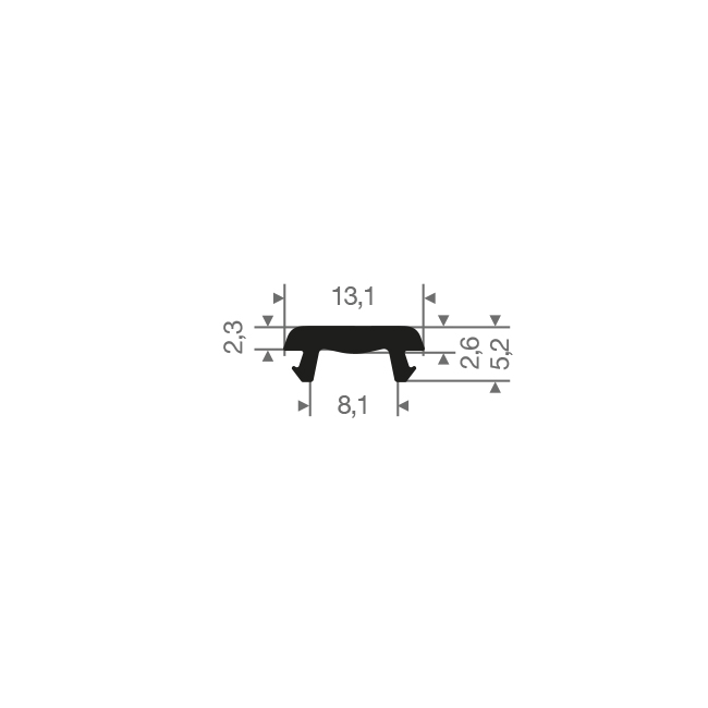 Profile special caoutchouc compact LxH=13x5mm (L=200m)