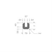 Profile U en silicone noir LxH=7,5x7mm (L=110m)