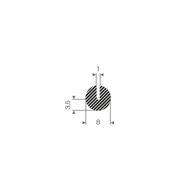 Profilé U mousse caoutchouc 1mm LxH=8x8mm (L=100m)