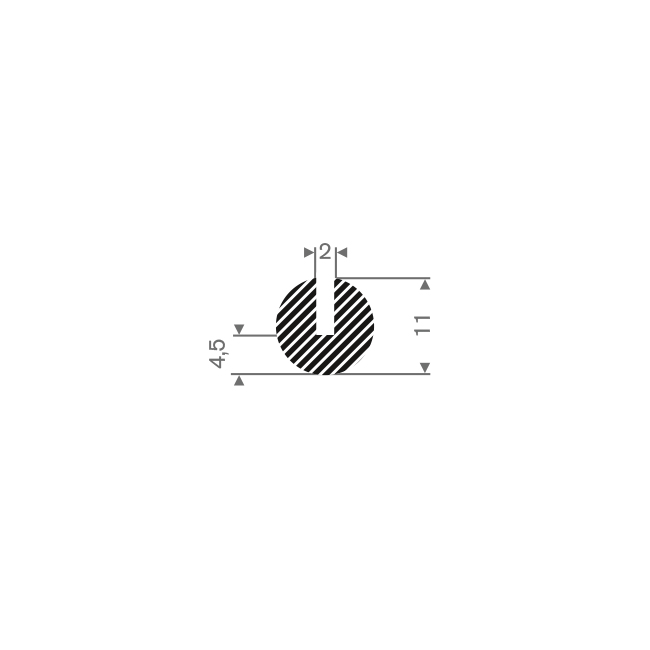 Profilé U mousse caoutchouc 2mm / LxH=11x11mm (L=100m)