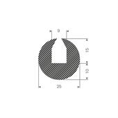 Profilé U mousse caoutchouc 9mm LxH=25x25mm (L=30m)