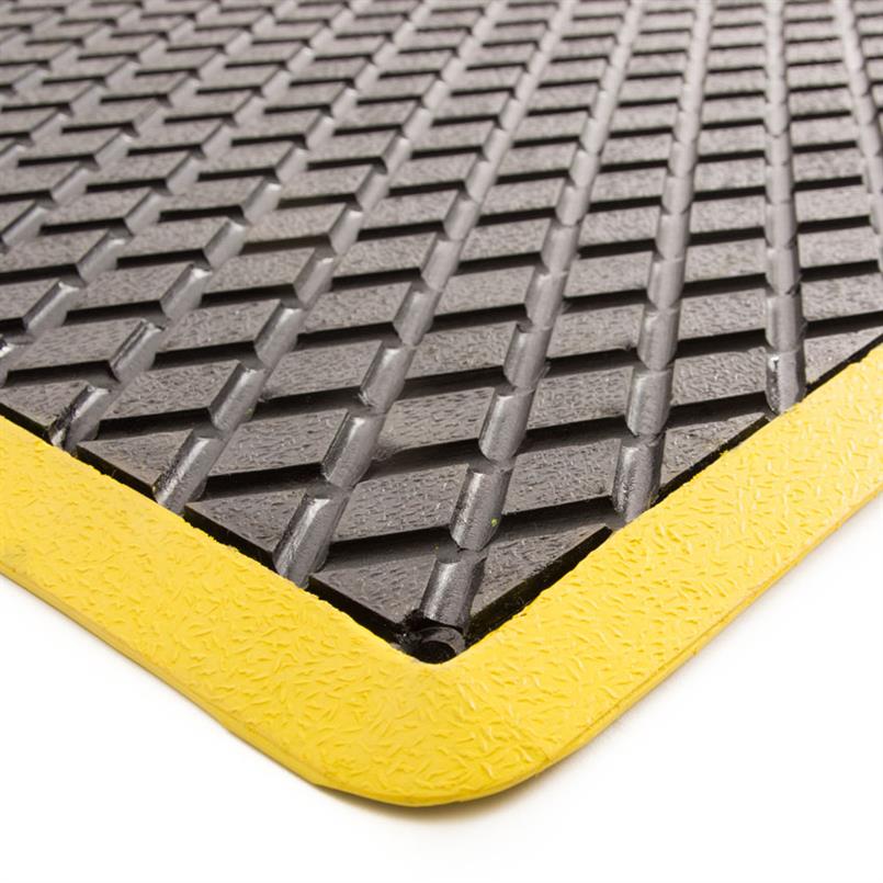 Tapis anti-fatigue 900x600mm noir/jaune