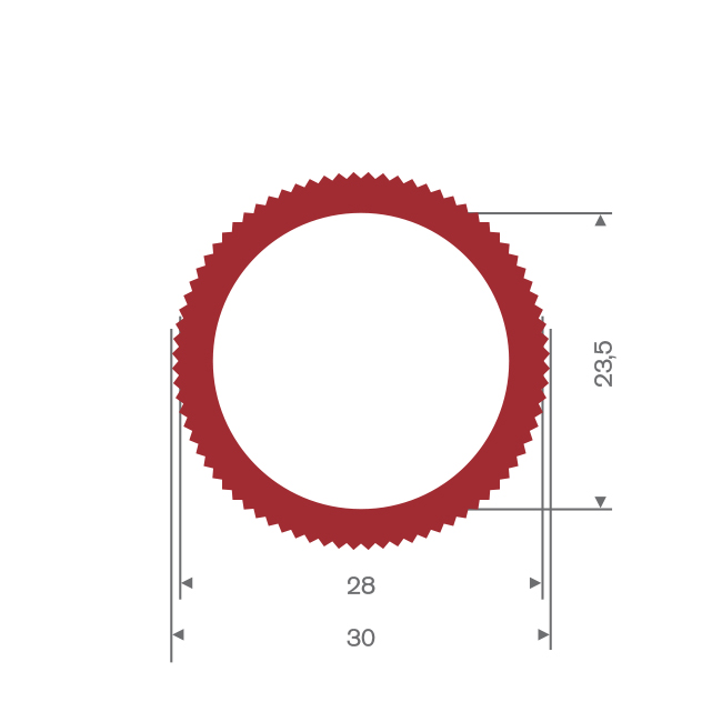 Tuyau silicone rouge; D= 23,5mm, L=30mm