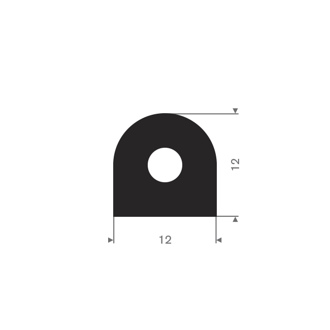 Viton D-profiel 12x12mm